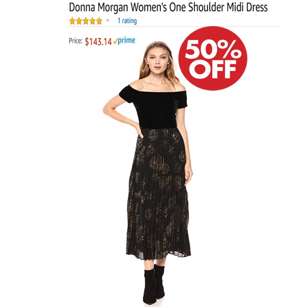NEW Donna Morgan Women's One Shoulder Midi Dress